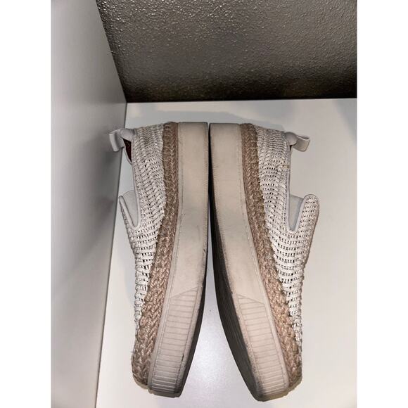 Franco Sarto Homer 2 White Leather Woven Platform Espadrille Sneakers / Loafers - Picture 5 of 12